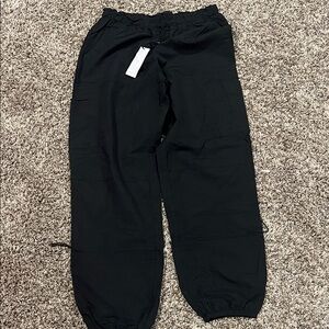 Black Elastic-Waist Cargo Joggers
